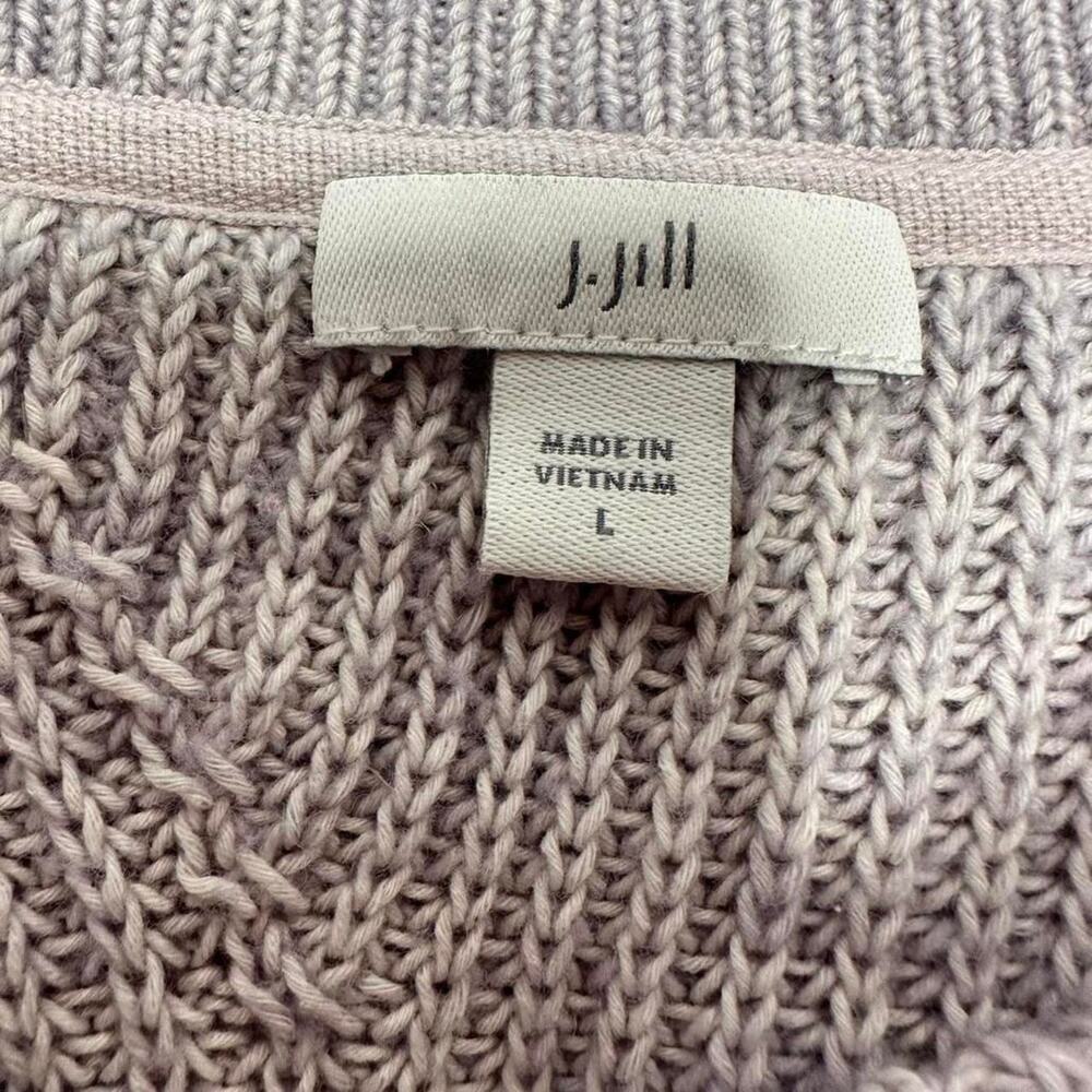 Patterned Super Light Purple - Grey Toned Cotton Knitted Sweater J. Jil Size L - Picture 4 of 5